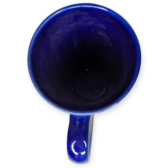 Tall Art Pottery Mug Blue/Brown/Ombre Stripe Large Handle 6" Tall - Picture 4 of 8